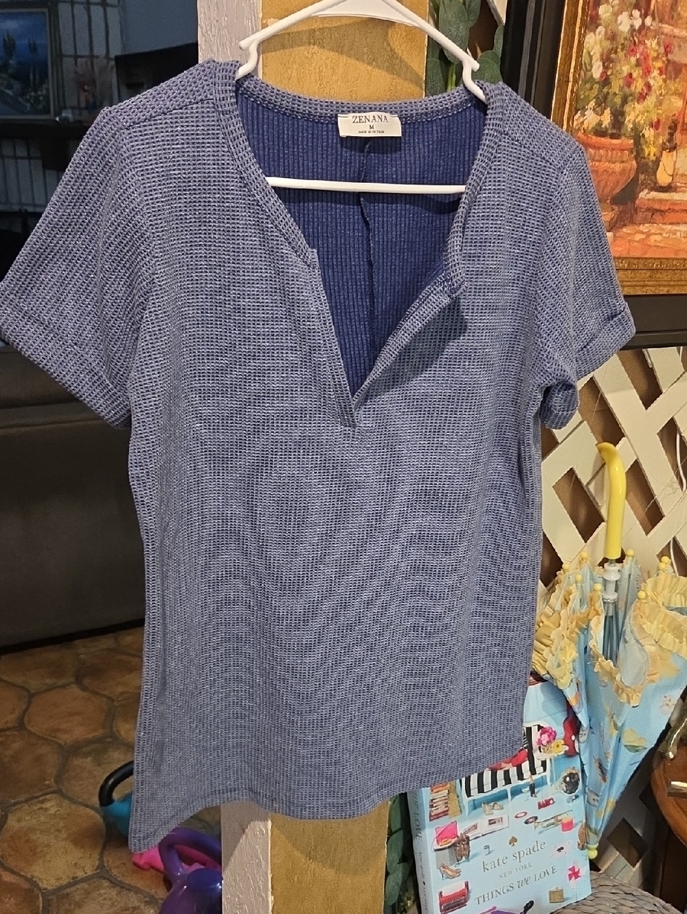 Zenana Outfitters Periwinkle Short Sleeve Knit Top